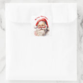 Happy Smiling Santa Claus Frohe Weihnachten Quadratischer Aufkleber (Tasche)