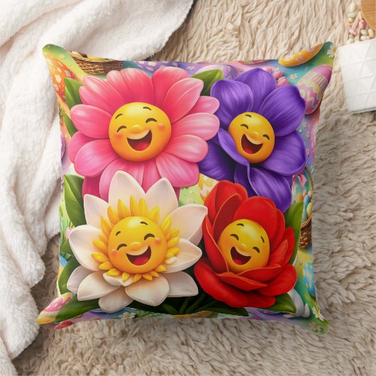 Happy smiling spring flowers kissen (Decke)
