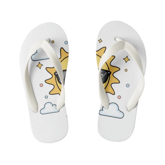 Happy Smiling Sun Cartoon - Minimalist Kawaii Suns Kinderbadesandalen (Fußbett)