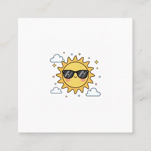 Happy Smiling Sun Cartoon - Minimalist Kawaii Suns Quadratische Visitenkarte (Vorderseite)