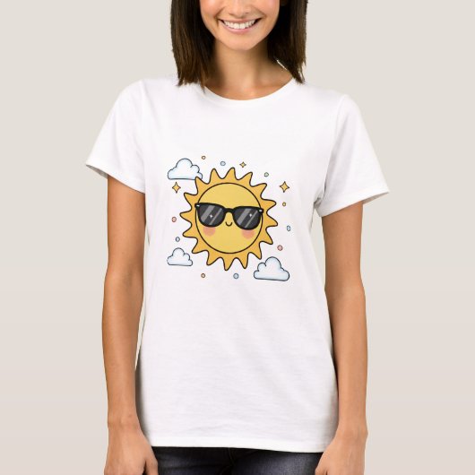 Happy Smiling Sun Cartoon - Minimalist Kawaii Suns T-Shirt (Vorderseite)