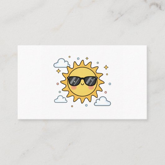 Happy Smiling Sun Cartoon - Minimalist Kawaii Suns Visitenkarte (Vorderseite)