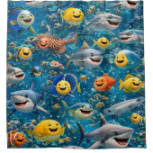 happy smiling under sea creatures, shower curtain  duschvorhang (Vorderseite)