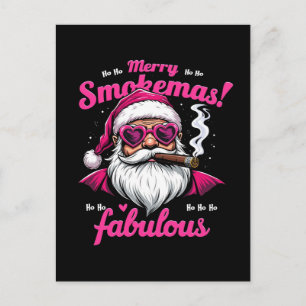 Happy Smokemas Funny Santa mit Big Cigar Feiertagspostkarte