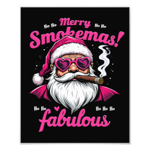 Happy Smokemas Funny Santa mit Big Cigar Fotodruck