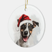 Happy Smooth Fox Terrier Christmas Personalized Keramik Ornament (Links)