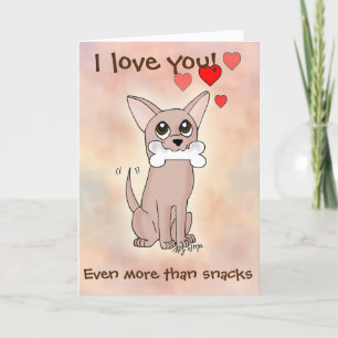 Happy Snack Chihuahua Dog Valentine's Day Card Feiertagskarte