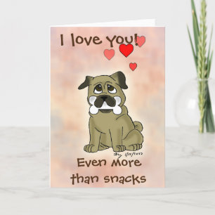 Happy Snack Mops Hund Valentinstag Karte