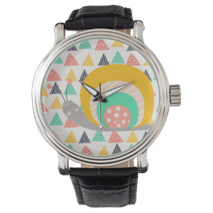 Happy Snail auf Dreiecken Armbanduhr