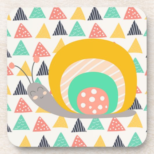 Happy Snail auf Dreiecken Getränkeuntersetzer (Vorderseite)