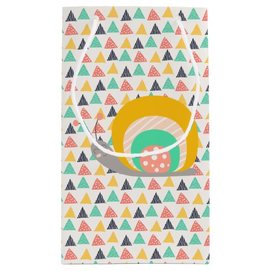 Happy Snail auf Dreiecken Kleine Geschenktüte (Rückseite)
