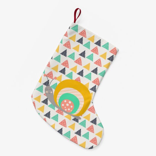 Happy Snail auf Dreiecken Kleiner Weihnachtsstrumpf (Vorderansicht (hängend))