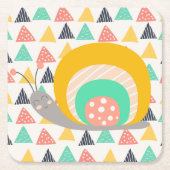 Happy Snail auf Dreiecken Rechteckiger Pappuntersetzer (Vorderseite)