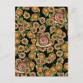 Happy Snail Blume Postkarte (Vorderseite)