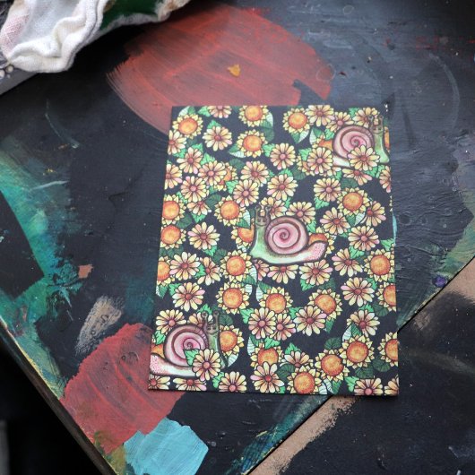 Happy Snail Blume Postkarte
