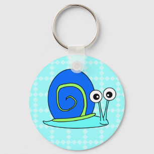 Happy Snail Cartoon Schlüsselanhänger - Blau