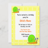 Happy Snail Children's Birthday Einladung (Vorderseite)