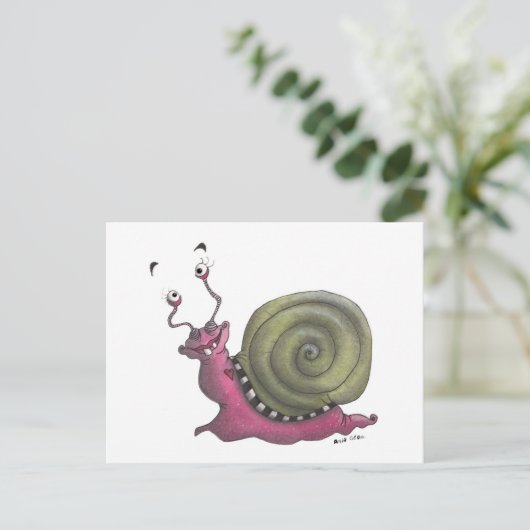 Happy snail postkarte (Stehend Vorderseite)