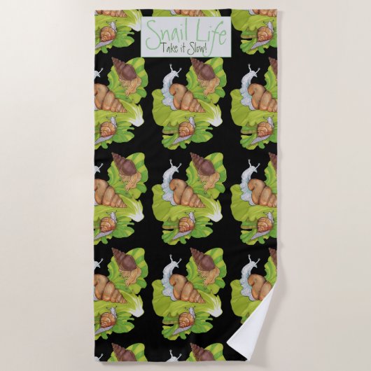 Happy Snails auf Lettuce Leaf Art Beach Handtuch (Vorderseite)