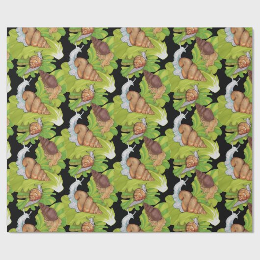 Happy Snails auf Lettuce Leaf Art Geschenkpapier (Flach)