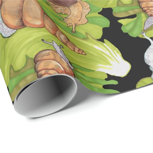Happy Snails auf Lettuce Leaf Art Geschenkpapier (Rolleneckpunkt)