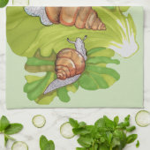 Happy Snails auf Lettuce Leaf Art Geschirrtuch (Gefaltet)