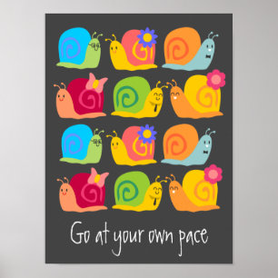 Happy snails niedliche Schnecken nach eigenem Temp Poster