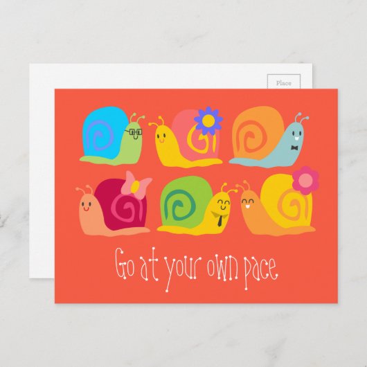 Happy snails niedliche Schnecken nach eigenem Temp Postkarte (Vorne/Hinten)