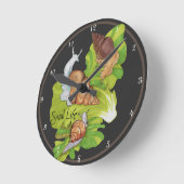 Happy Snails on Leafs 'Snail Life' Runde Wanduhr (Winkel)