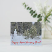 Happy Snow Bunny Year! Postkarte (Stehend Vorderseite)