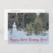Happy Snow Bunny Year! Postkarte (Vorne/Hinten)