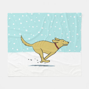 Happy Snow Dog Winterurlaub Niedlicher Cartoon Can Fleecedecke
