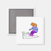 Happy Snowboarding Gal Magnet (Vorderseite/Rückseite)