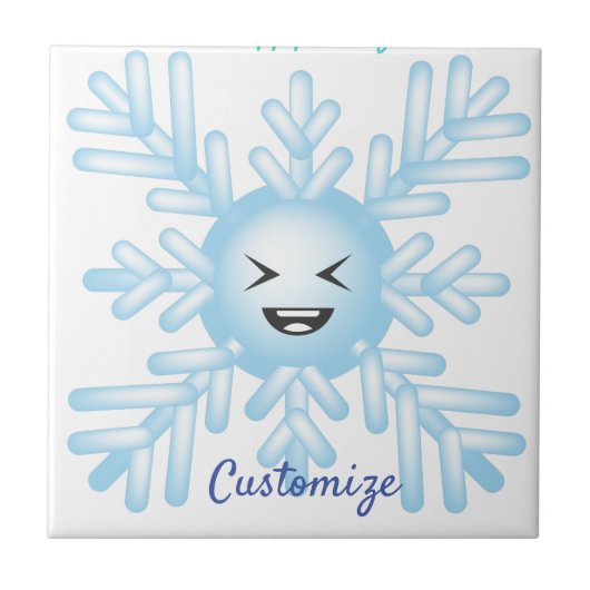 Happy Snowflake Emoticon Thunder_Cove Fliese (Vorderseite)