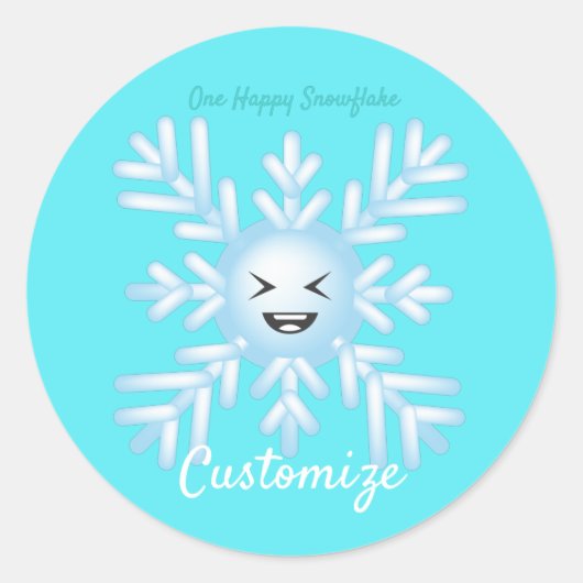 Happy Snowflake Emoticon Thunder_Cove Runder Aufkleber (Vorderseite)