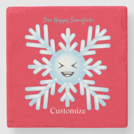 Happy Snowflake Emoticon Thunder_Cove Steinuntersetzer (Vorderseite)