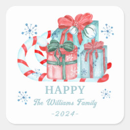 Happy Snowflake Geschenke Square Sticker