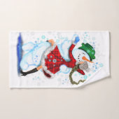 Happy Snowman and Girl Dance Tango Weihnachts-Part Badhandtuch Set (Handtuch)