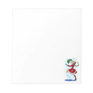 Happy Snowman and Girl Dance Tango Weihnachts-Part Notizblock