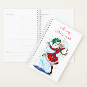 Happy Snowman and Girl Dance Tango Weihnachts-Part Planer