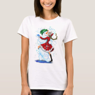 Happy Snowman and Girl Dance Tango Weihnachts-Part T-Shirt