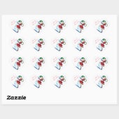 Happy Snowman and Girl Dancers Weihnachtssticker Herz-Aufkleber (Blatt)