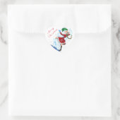 Happy Snowman and Girl Dancers Weihnachtssticker Herz-Aufkleber (Tasche)