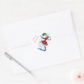 Happy Snowman and Girl Dancers Weihnachtssticker Herz-Aufkleber (Umschlag)