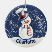 Happy Snowman Art Keramik Ornament (Hinten)