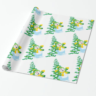 Happy Snowman Cartoon Geschenkpapier