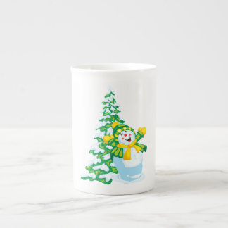Happy Snowman Cartoon Porzellantasse
