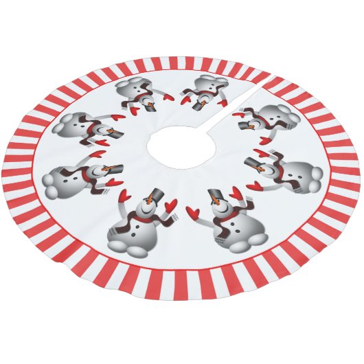 Happy Snowman Christmas Cheer Polyester Weihnachtsbaumdecke (Schrägansicht)