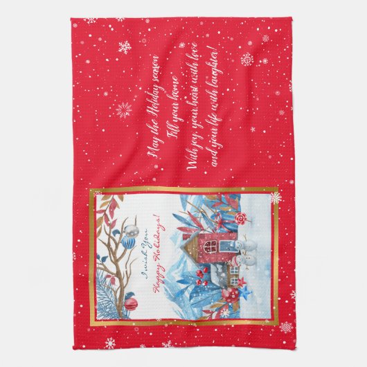 Happy Snowman Customize Geschirrtuch (Vertikal)