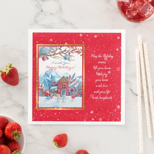 Happy Snowman Customize Serviette (Beispiel)